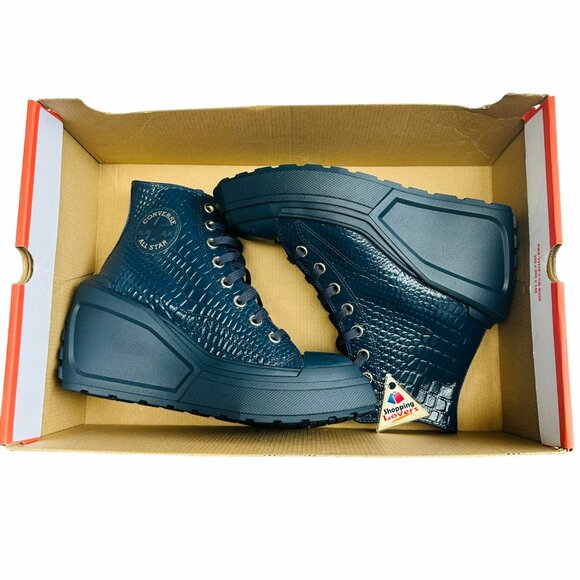 ✨Converse Chuck 70 De Luxe Wedge Platform Leather Sz 11 Women Shoes Blue A10037C - Picture 7 of 9